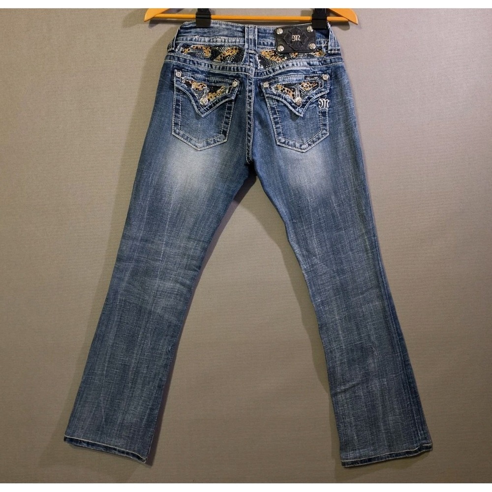 MISS ME Women's Jeans Size 27 Bootcut Embellished Rhinestone Studded Y2K JP5801B